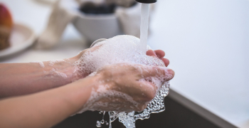 washing hands with soap and water